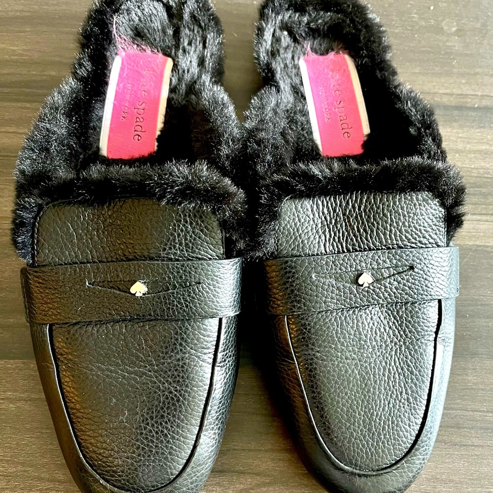 Kate Spade fur lined mules - size 6